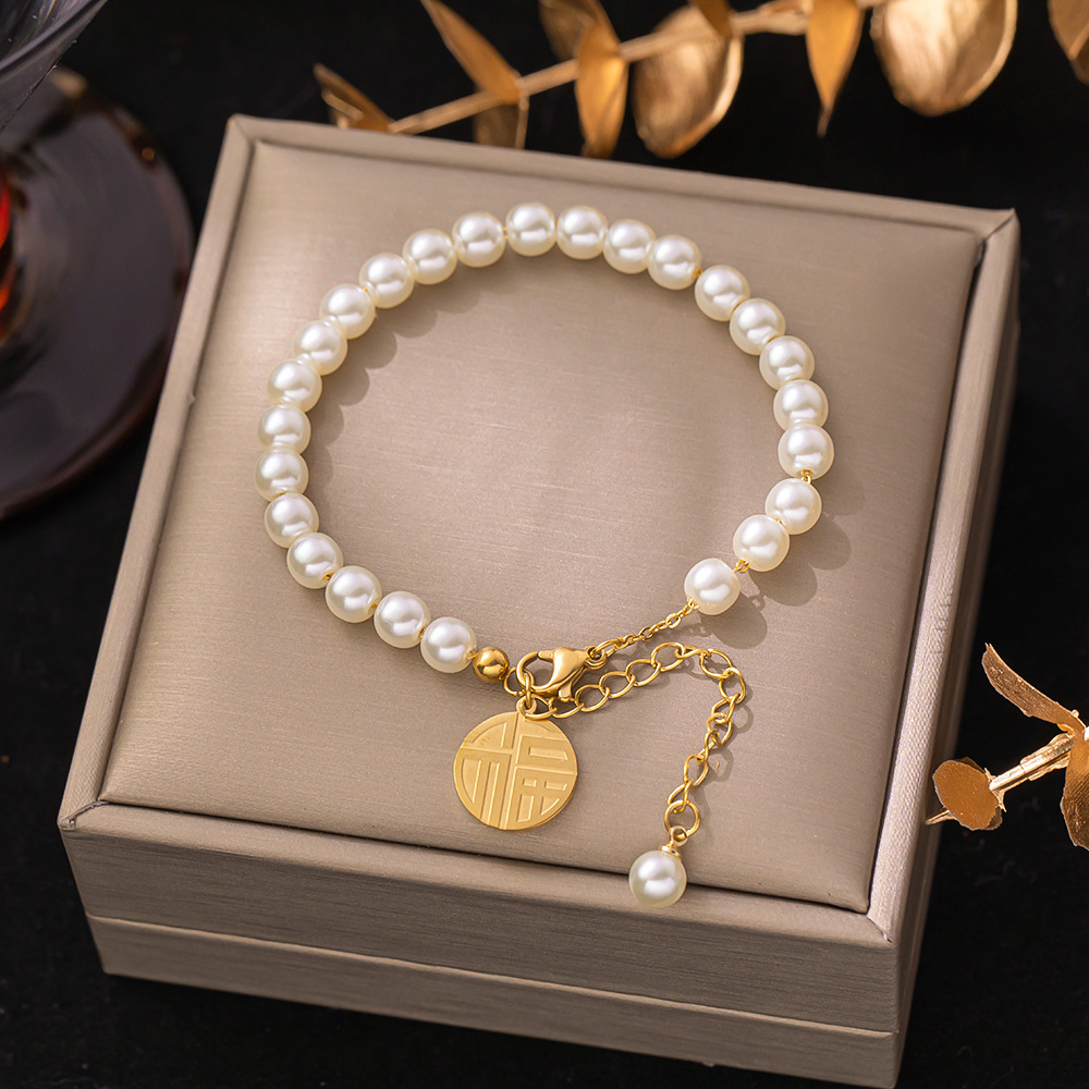 Bracelet à la mode de style Ins polyvalent pour femmes Fu Pai Pearl
