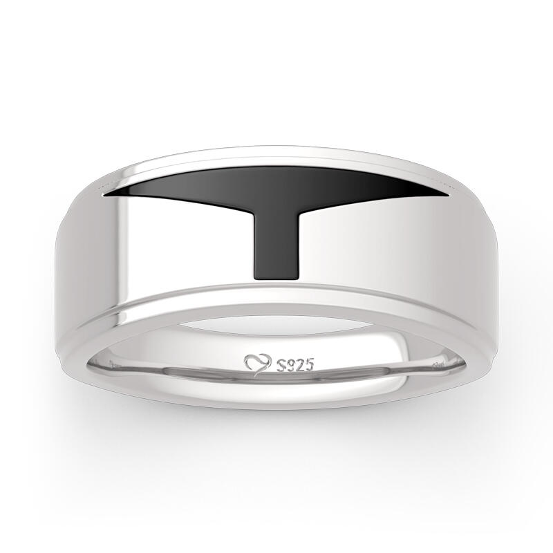 Et maison T-visored Mask Design Sterling Silver Men's Ring
