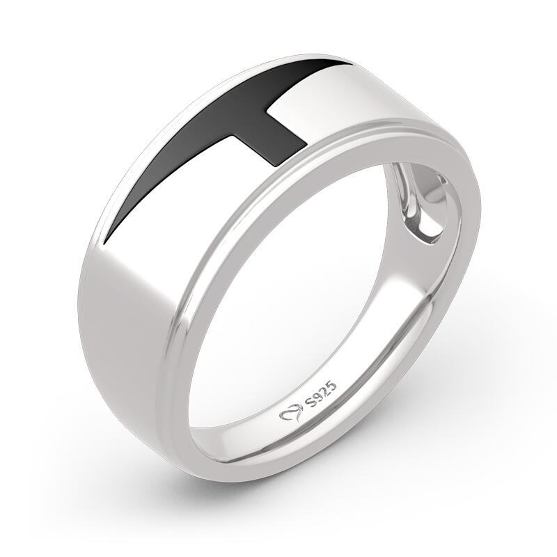 Et maison T-visored Mask Design Sterling Silver Men's Ring