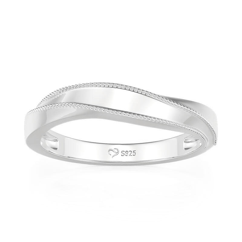 Et maison Classic Wave Men's Wedding Band Sterling Silver