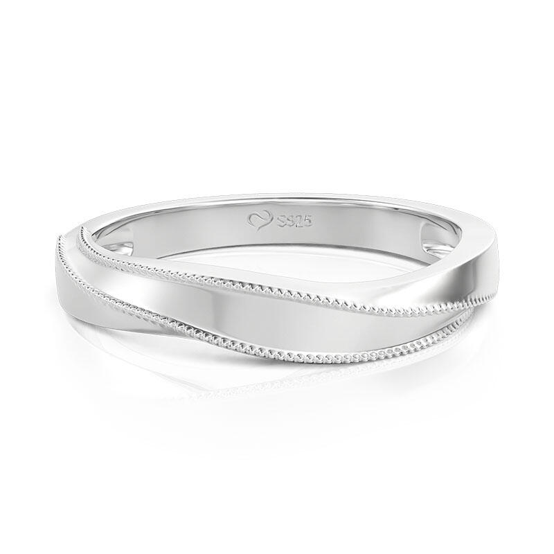 Et maison Classic Wave Men's Wedding Band Sterling Silver