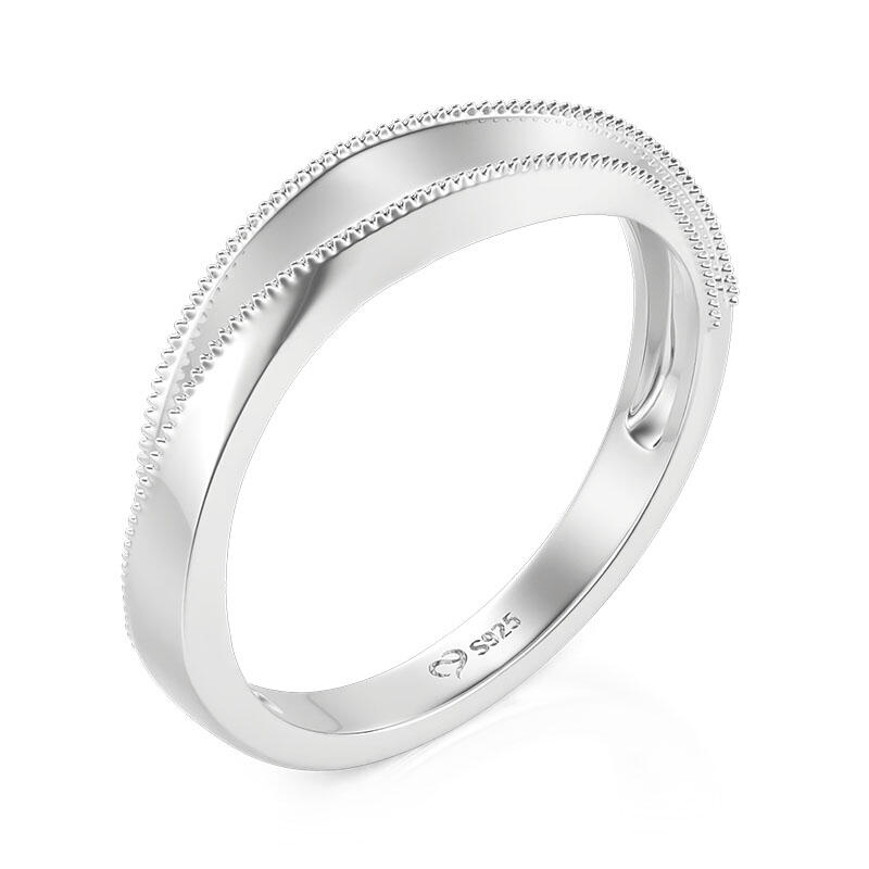 Et maison Classic Wave Men's Wedding Band Sterling Silver