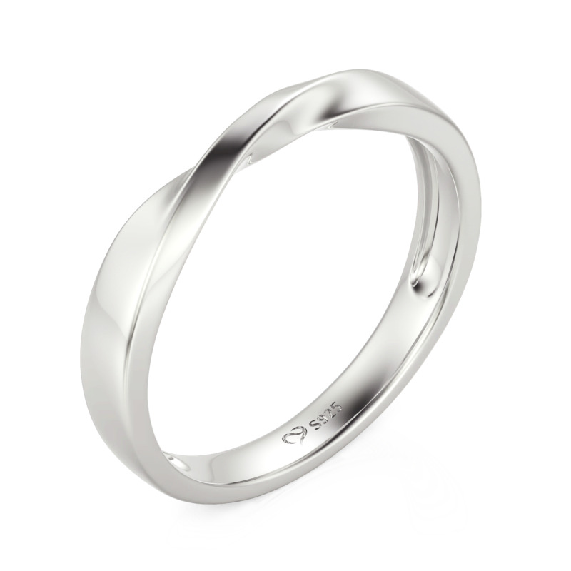 Et maison Simple Twisted Silver Plain Wedding Band for Men