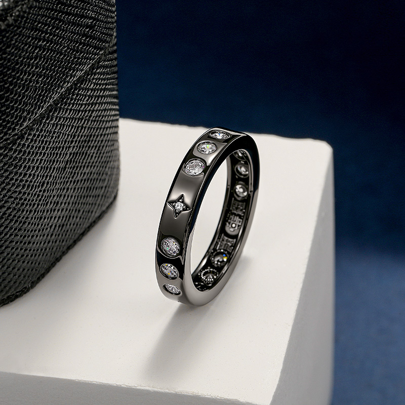 Et maison Black Celestial Star Men's Ring Sterling Silver