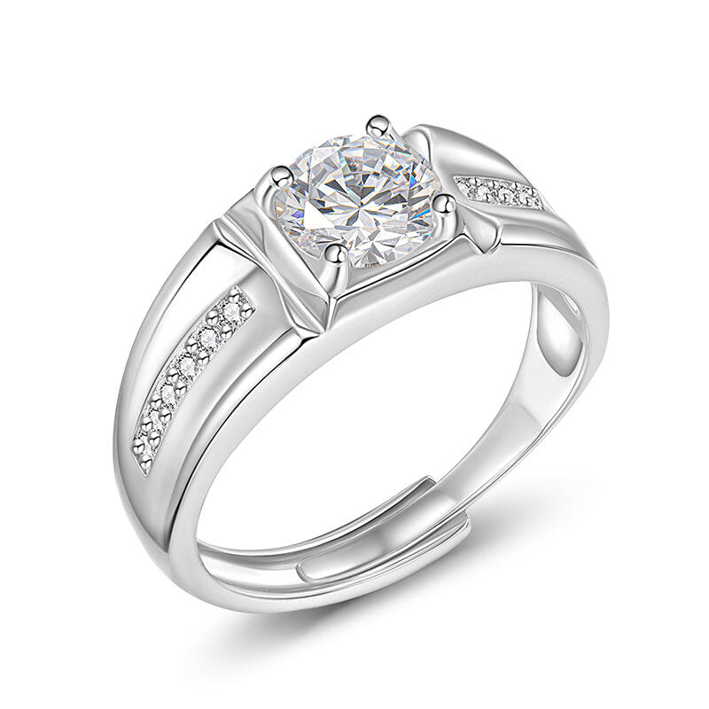 Et maison Classic Square Design Men's Wedding Band Sterling Silver