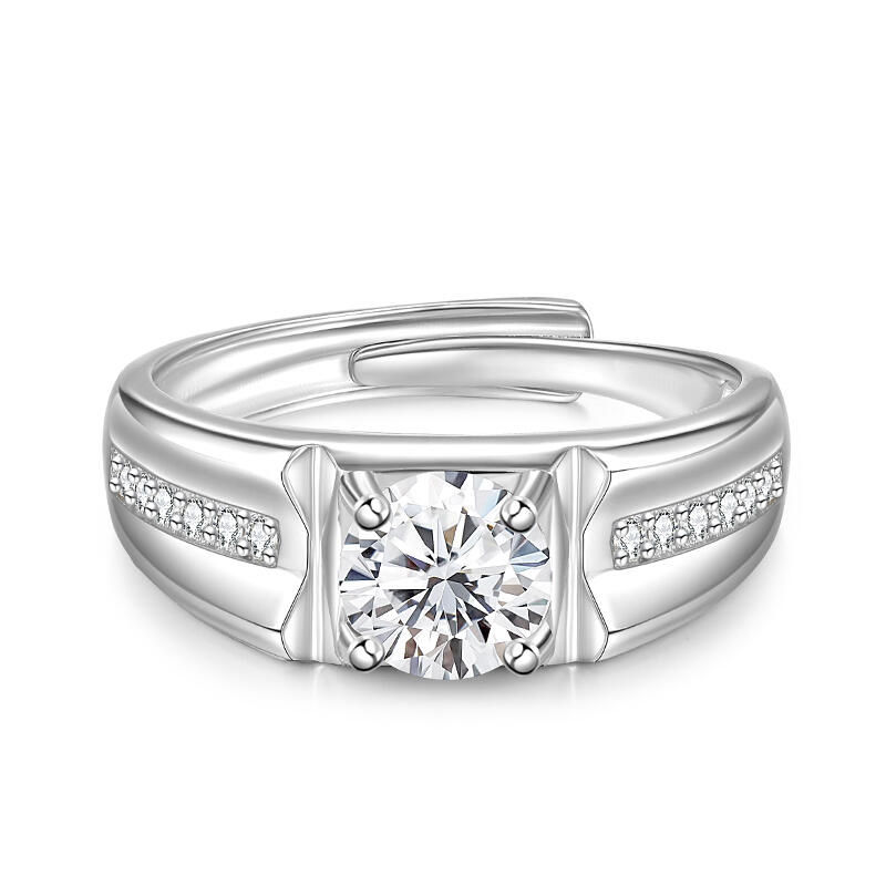 Et maison Classic Square Design Men's Wedding Band Sterling Silver