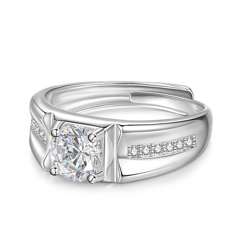 Et maison Classic Square Design Men's Wedding Band Sterling Silver