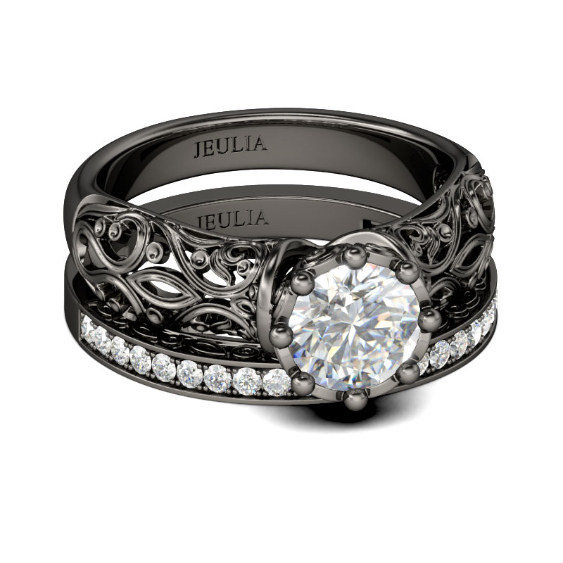 Et maison Vintage Round Cut Sterling Silver Ring Set
