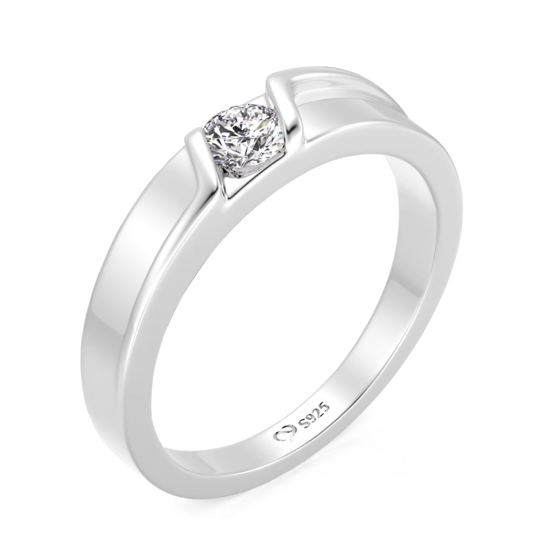 Et maison Bypass Round Cut Wedding Ring for Men Sterling Silver