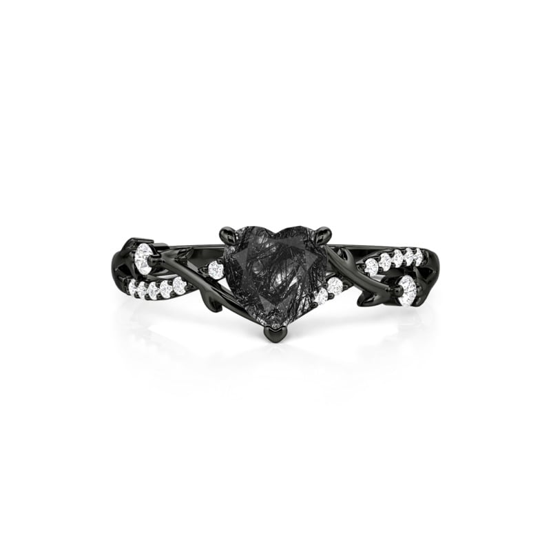 Et maison Gothic Twist Heart Black Rutilated Quartz Promise Ring