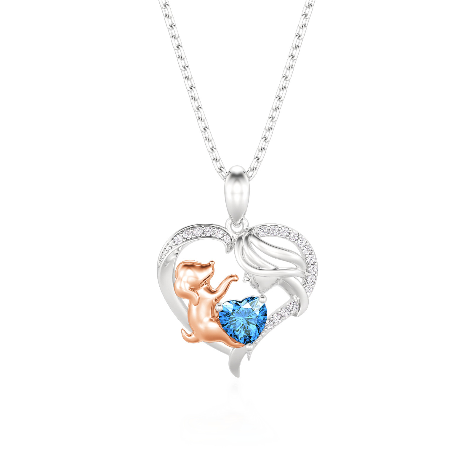 Et maison Petland Custom Mom & Dog Heart Necklace with Birthstone