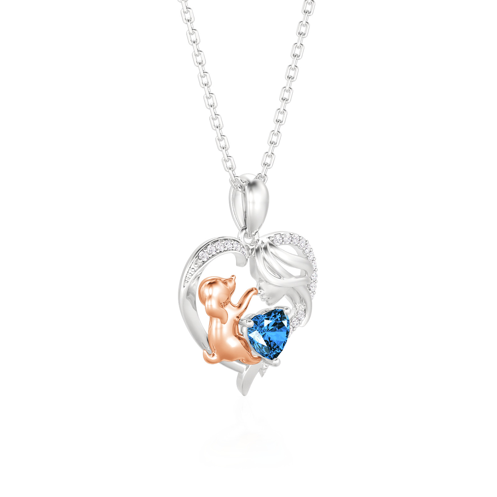 Et maison Petland Custom Mom & Dog Heart Necklace with Birthstone