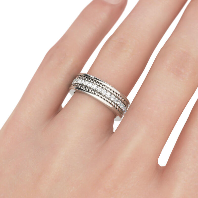 Et maison Rope Round Cut Sterling Silver Men's Band