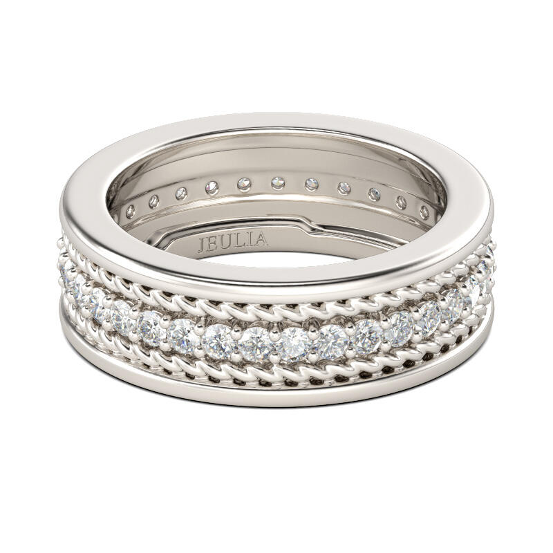 Et maison Rope Round Cut Sterling Silver Men's Band