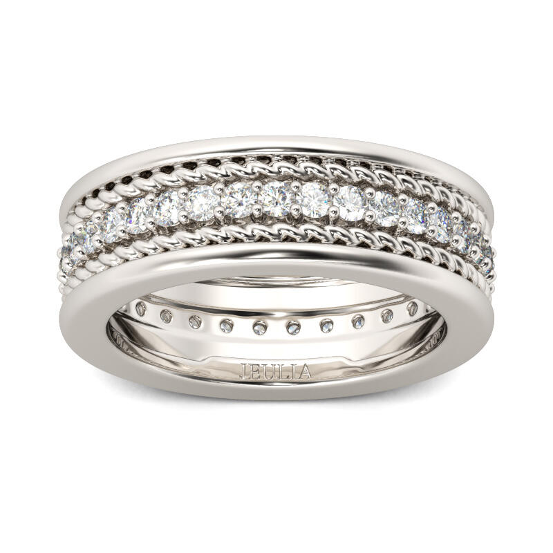 Et maison Rope Round Cut Sterling Silver Men's Band