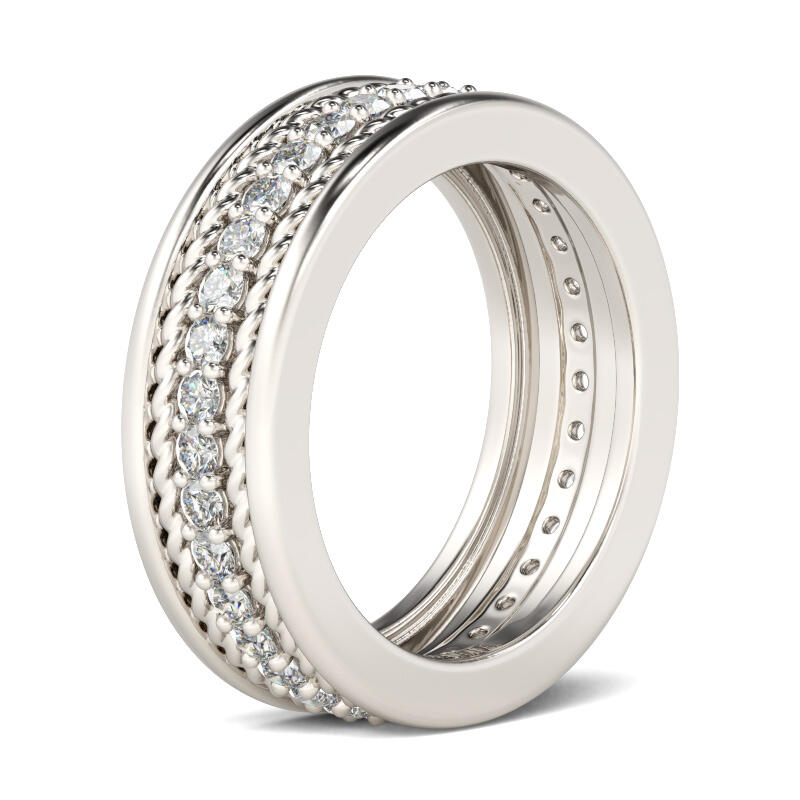 Et maison Rope Round Cut Sterling Silver Men's Band