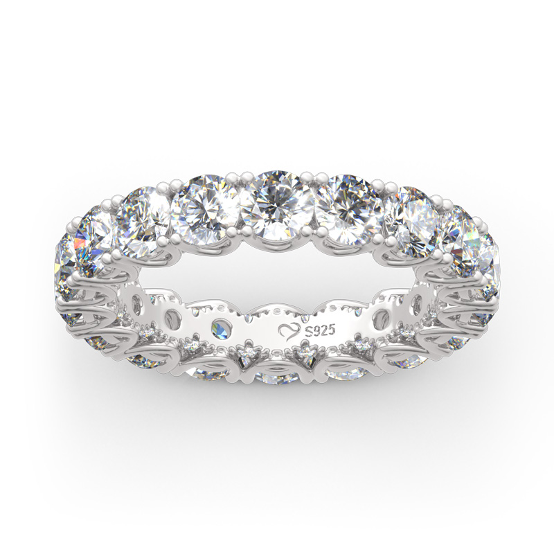 Et maison Round Cut Eternity Sterling Silver Women's Band