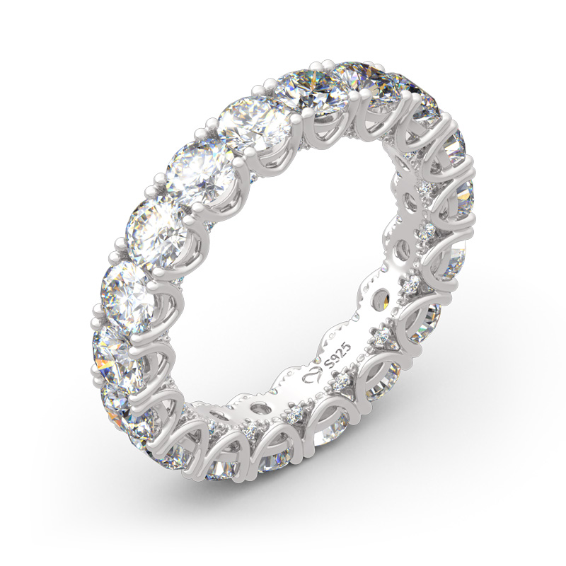 Et maison Round Cut Eternity Sterling Silver Women's Band