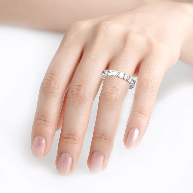 Et maison Round Cut Eternity Sterling Silver Women's Band