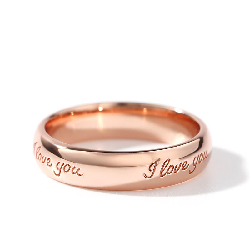 Et maison "I Love You" Rose Gold Tone Sterling Silver Men's Band