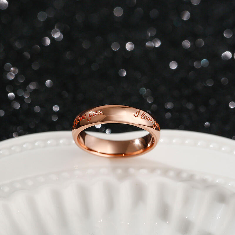 Et maison "I Love You" Rose Gold Tone Sterling Silver Men's Band