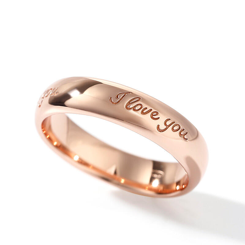 Et maison "I Love You" Rose Gold Tone Sterling Silver Men's Band