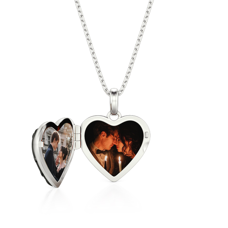 Et maison Custom Gothic Thorn Rose Heart Photo Locket Necklace