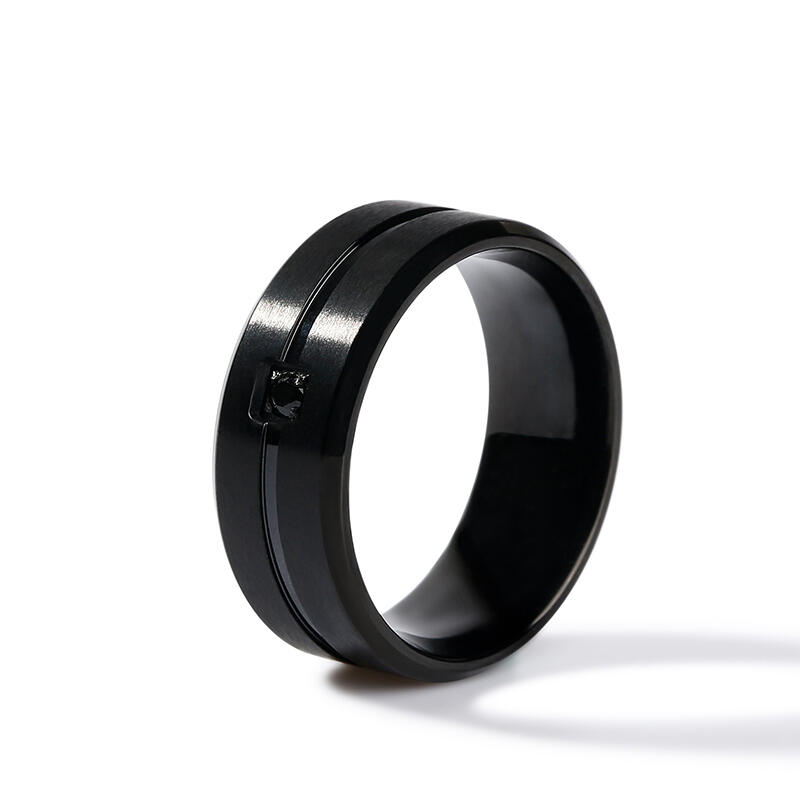 Et maison Solitaire Black Stainless Steel Men's Band