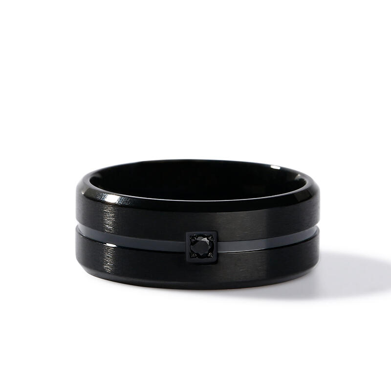 Et maison Solitaire Black Stainless Steel Men's Band