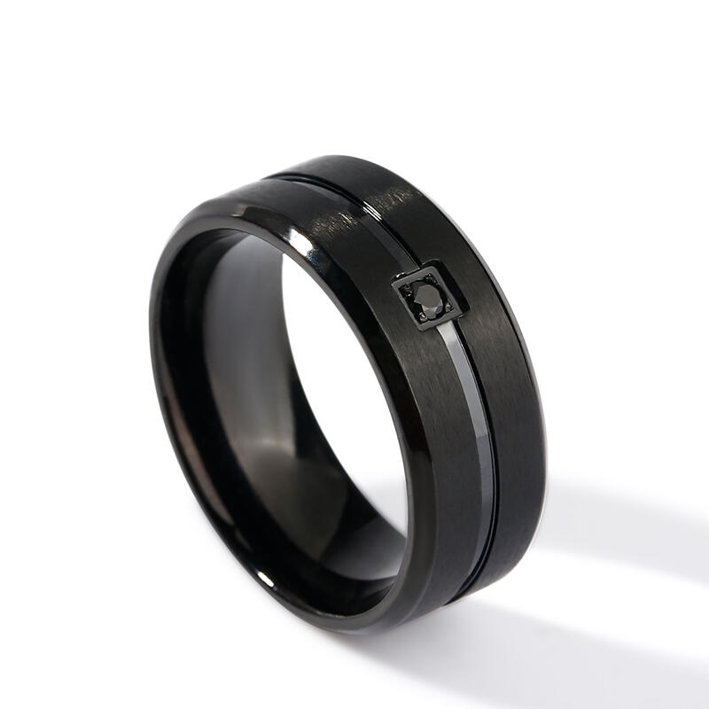 Et maison Solitaire Black Stainless Steel Men's Band