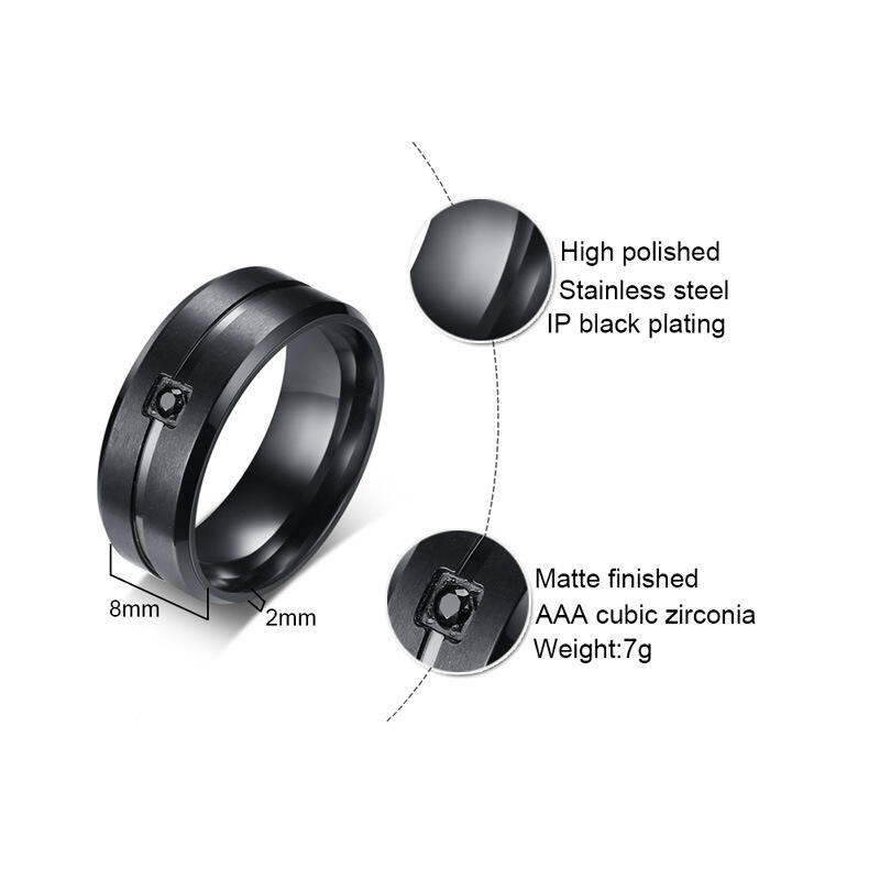 Et maison Solitaire Black Stainless Steel Men's Band