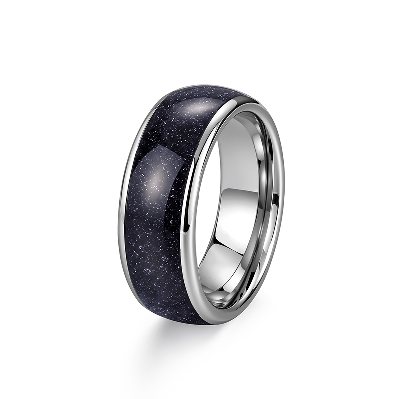 Et maison Blue Sandstone Effect Tungsten Ring for Men