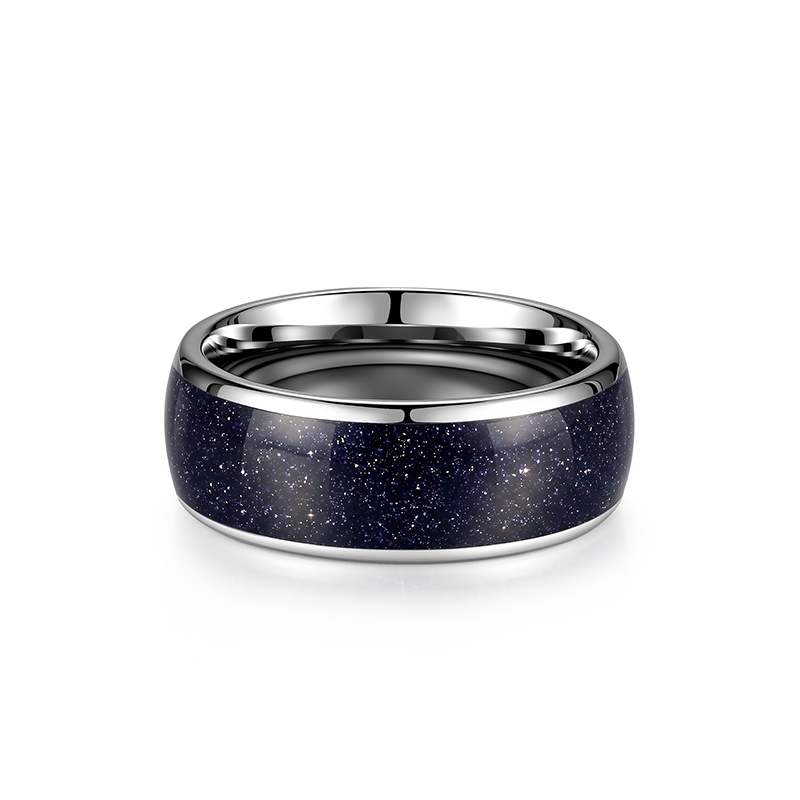 Et maison Blue Sandstone Effect Tungsten Ring for Men