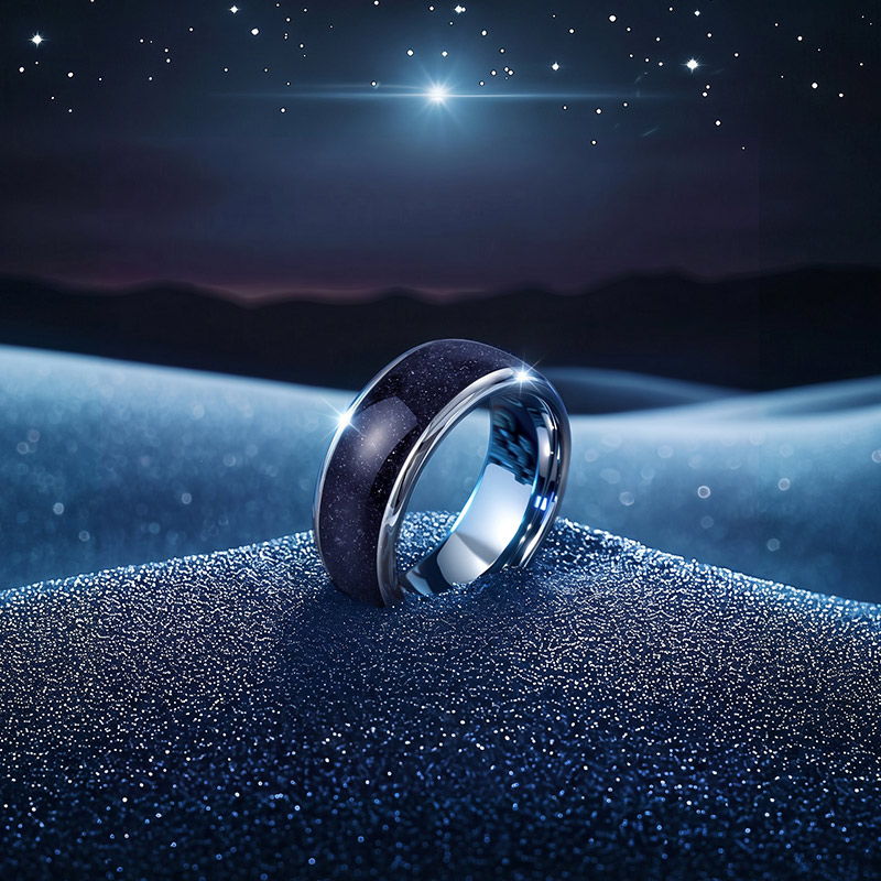 Et maison Blue Sandstone Effect Tungsten Ring for Men