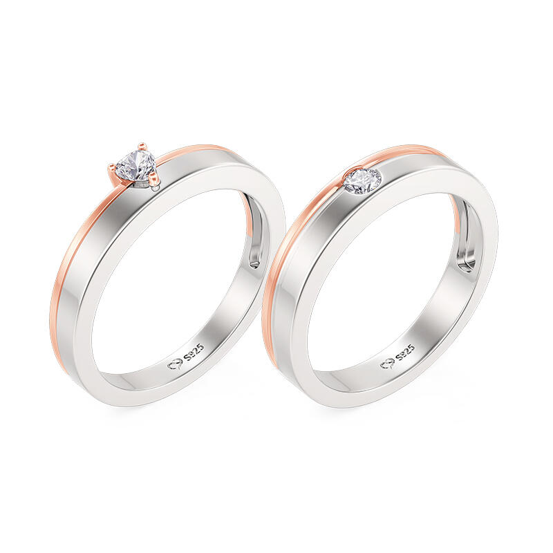Et maison Classic Two Tone Couple Rings Sterling Silver