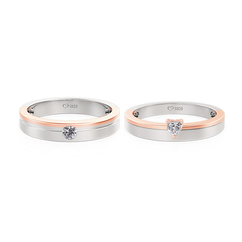Et maison Classic Two Tone Couple Rings Sterling Silver