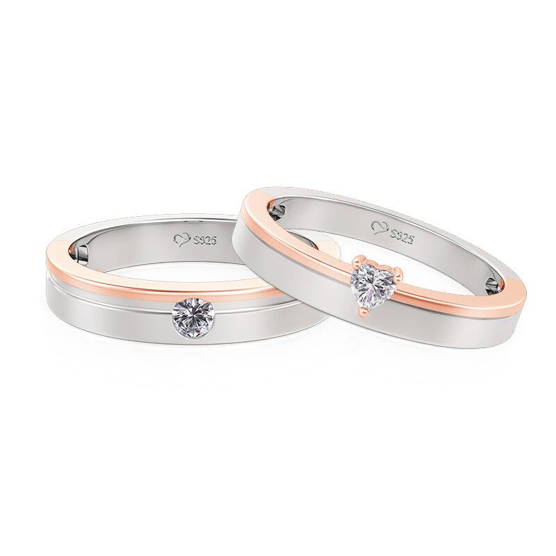 Et maison Classic Two Tone Couple Rings Sterling Silver