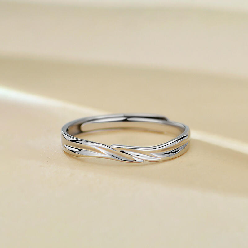 Et maison Wave Line Design Men's Wedding Band Adjustable