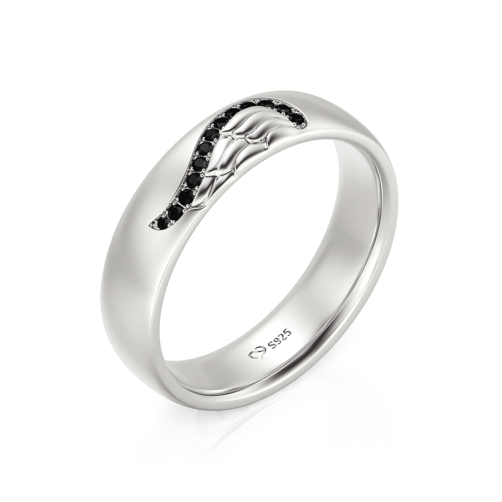 Et maison Angel Wing Creative Engraved Sterling Silver Men's Band