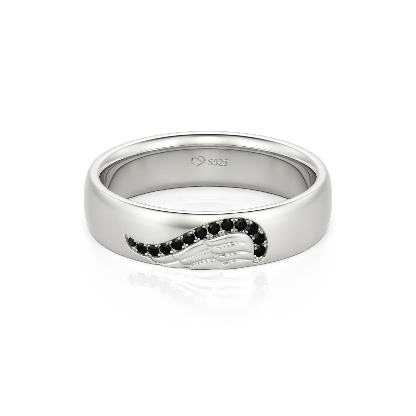 Et maison Angel Wing Creative Engraved Sterling Silver Men's Band