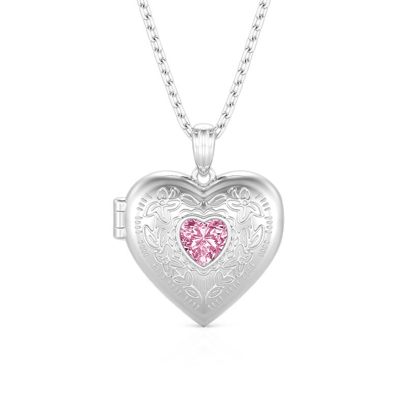 Et maison Vintage Personalized Heart Photo Locket Necklace with Birthstone