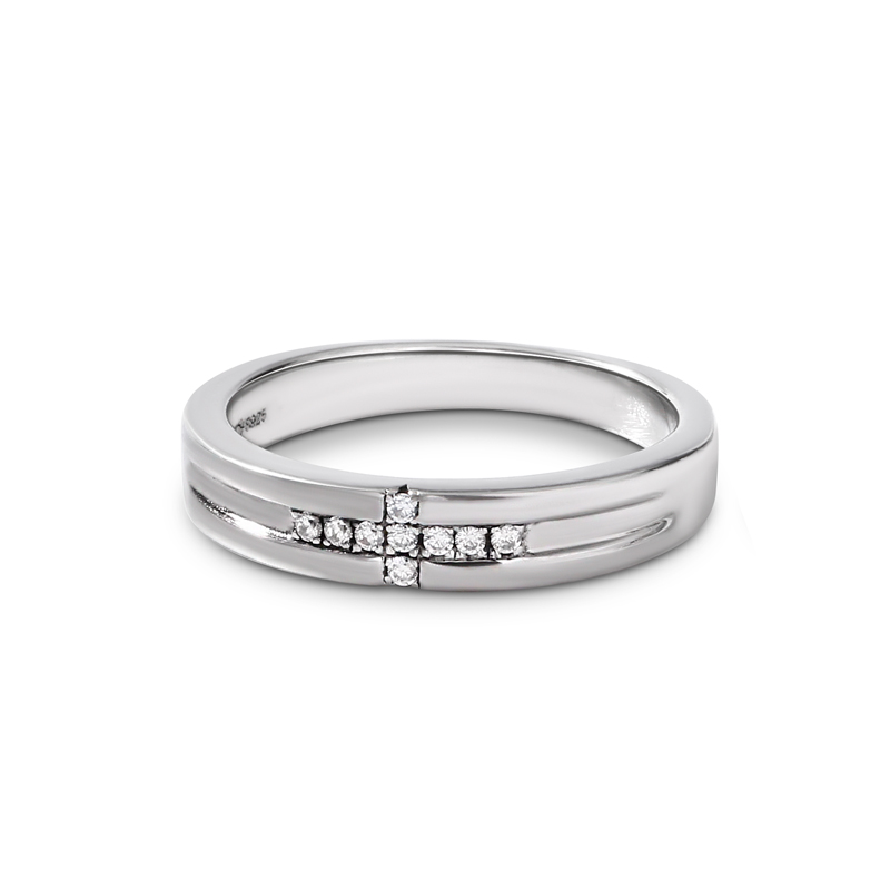 Et maison Round Cut Sterling Silver Men's Band