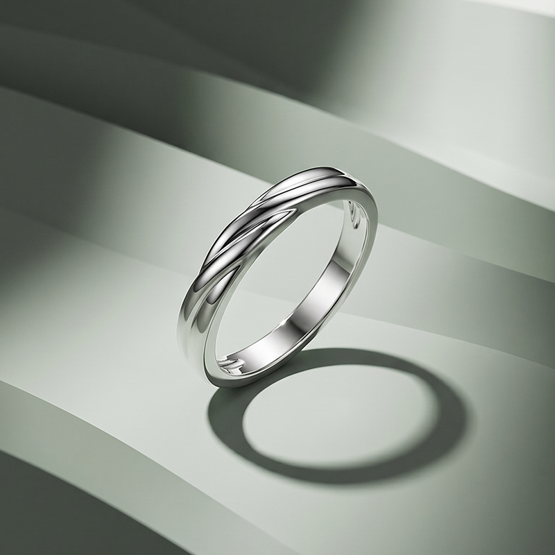 Et maison Custom Men's Wave Wedding Band 10K/14K/18K Gold Platinum