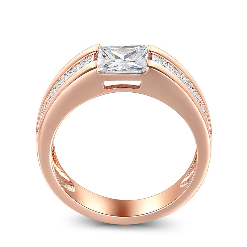 Et maison Cool Princess Cut Men's Wedding Ring Rose Gold