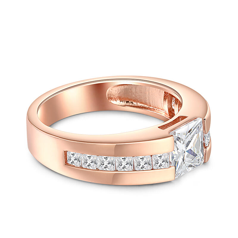 Et maison Cool Princess Cut Men's Wedding Ring Rose Gold