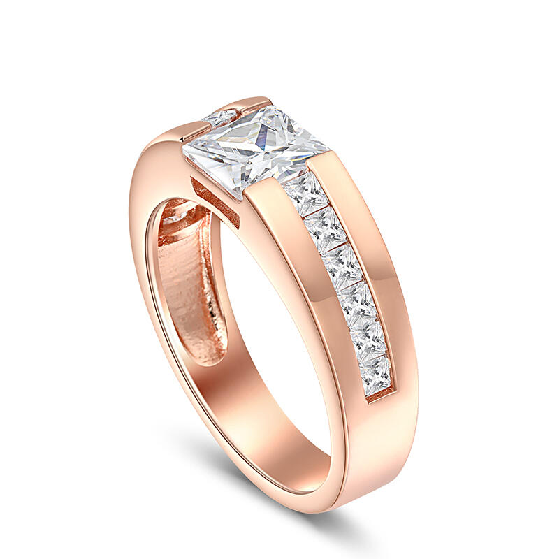 Et maison Cool Princess Cut Men's Wedding Ring Rose Gold