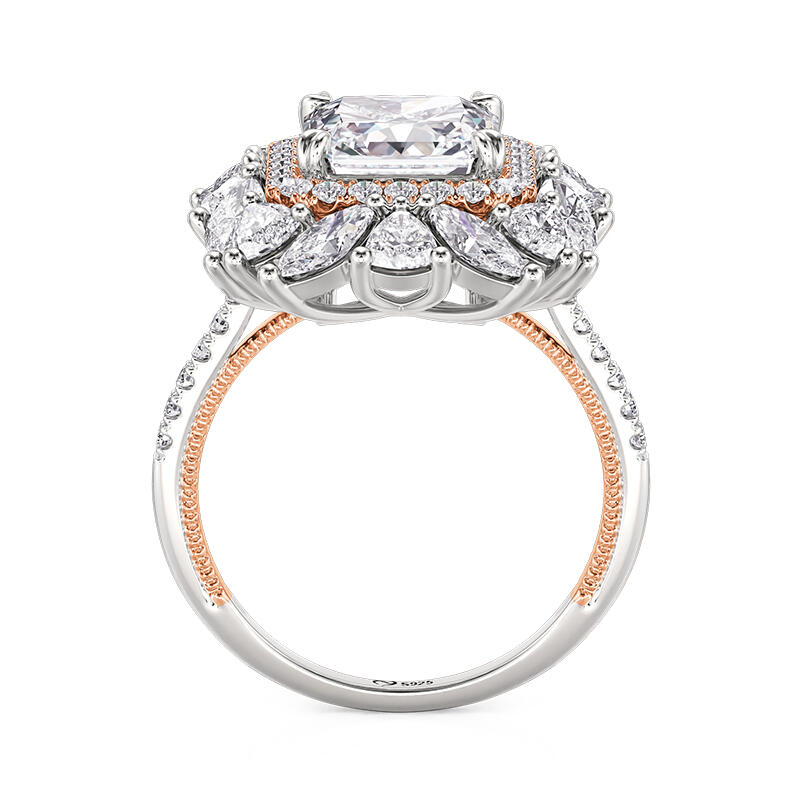 Et maison Irregular Double Halo Two Tone Engagement Ring Radiant Cut