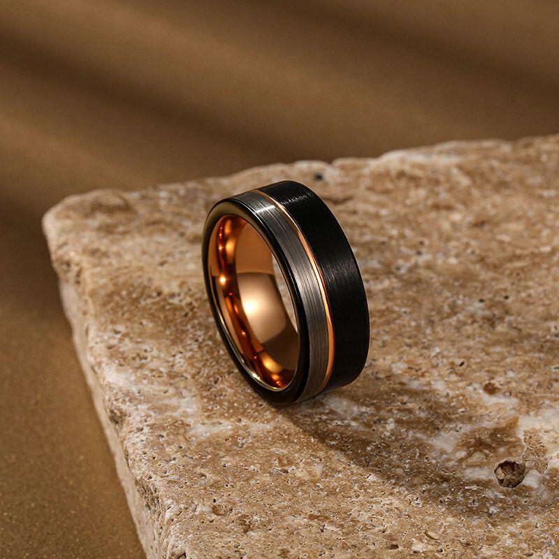 Et maison Classic Tri-Color Tungsten Wedding Band for Men
