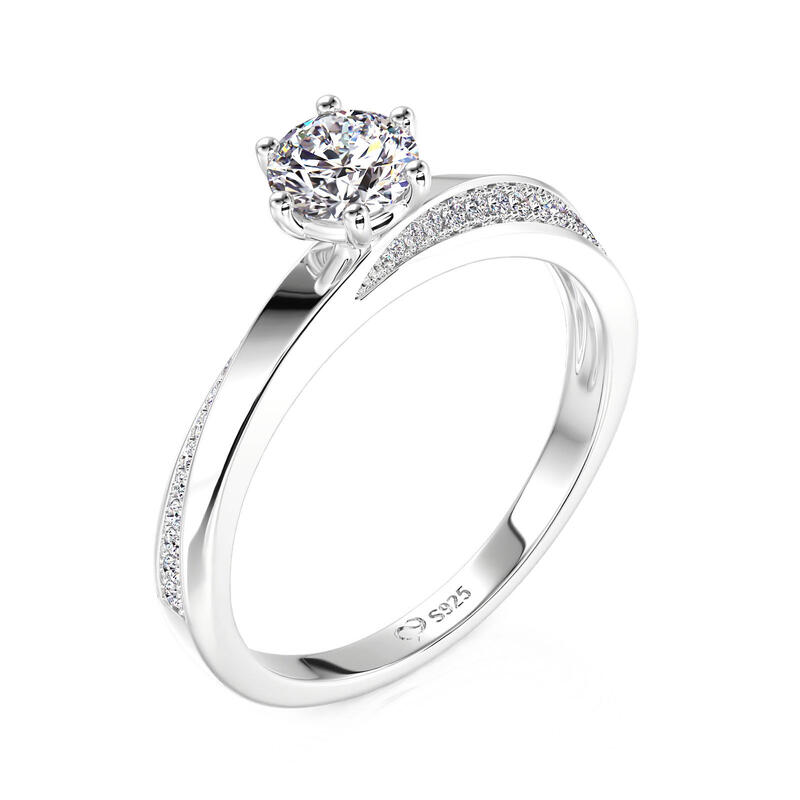 Et maison Simple Twist Wedding Ring Sterling Silver Round Cut