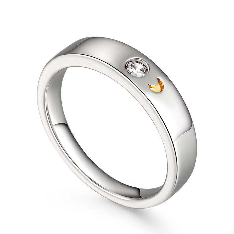Et maison "Always & Forever" Moon Design Sterling Silver Men's Band